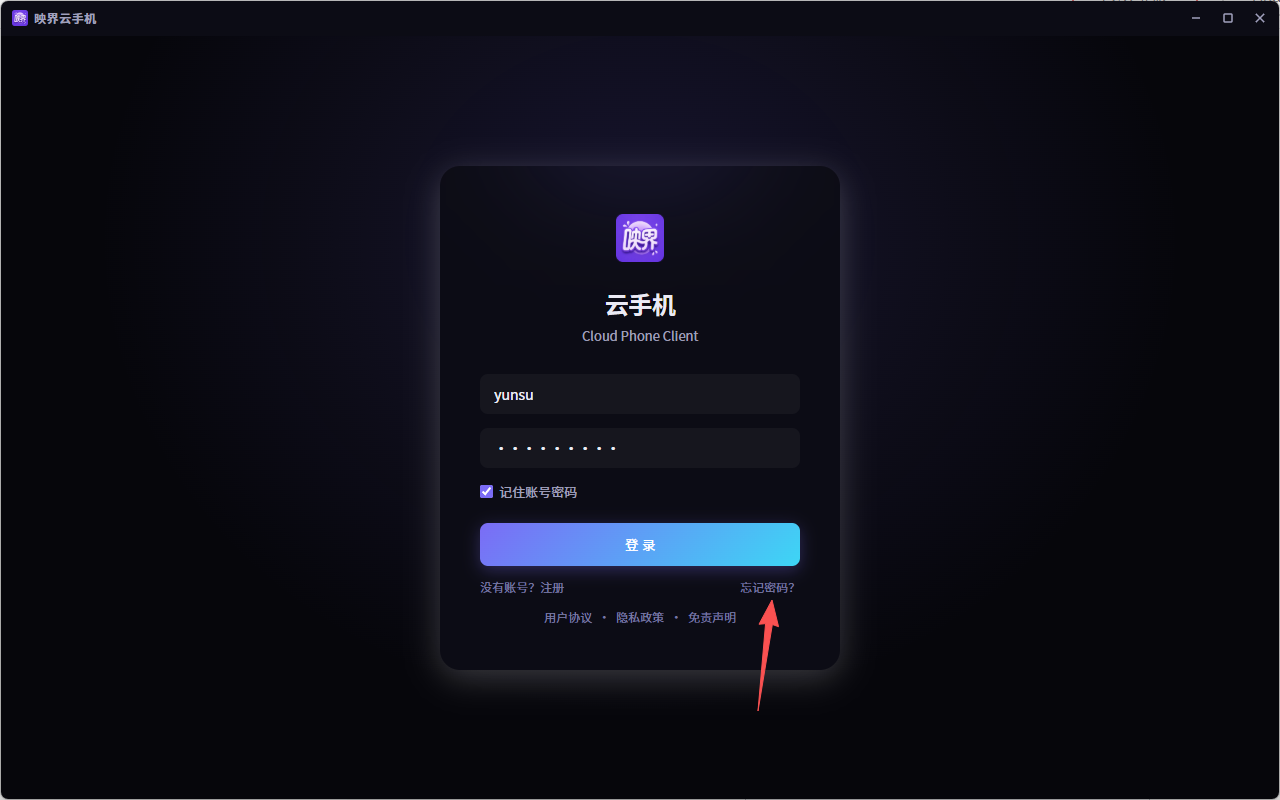 找回密码页面示意图